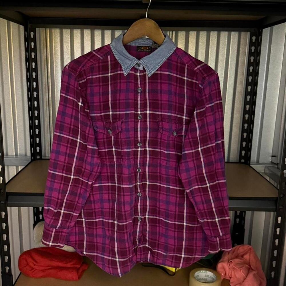 Vintage Route 66 Purple Plaid Flannel Shirt Medium